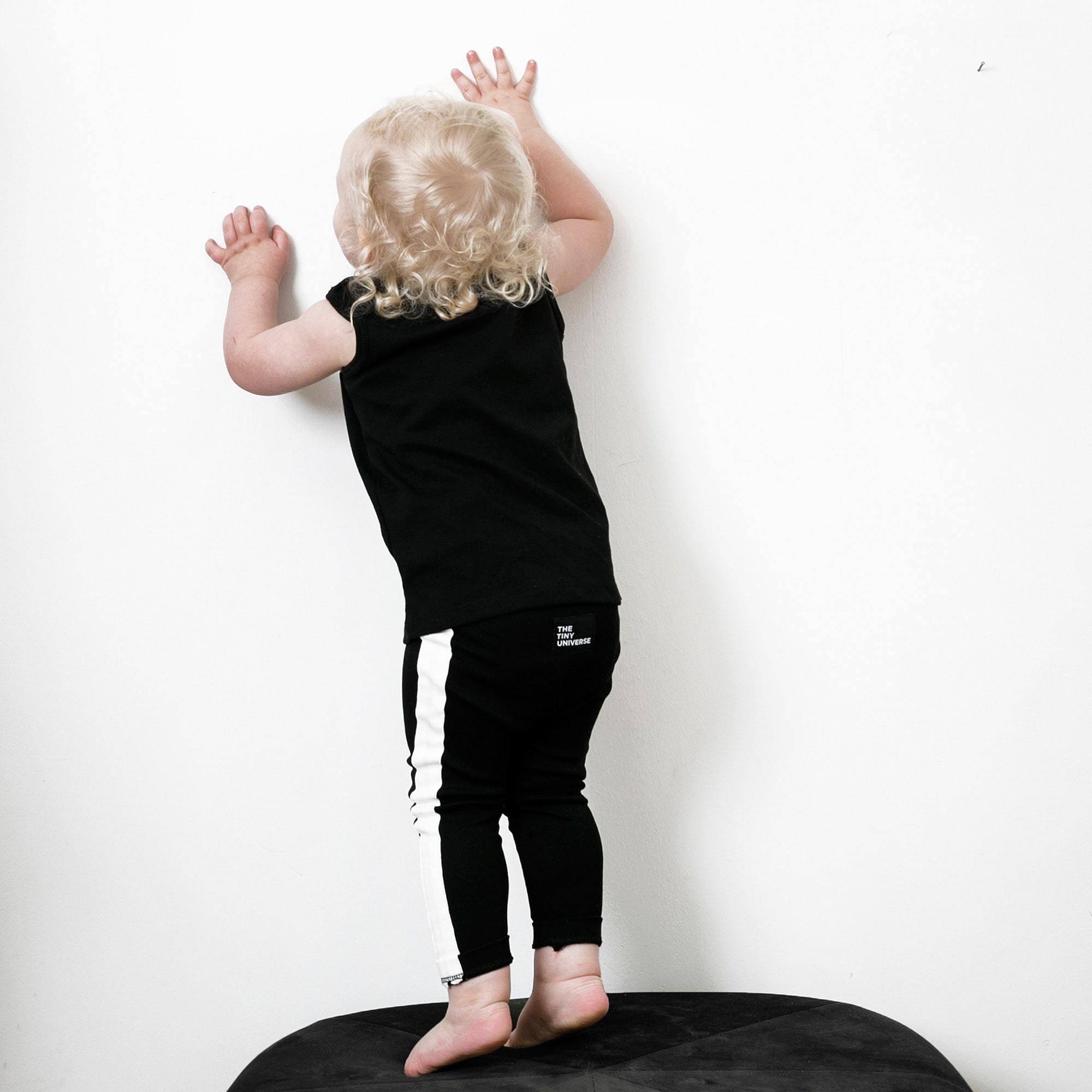 The Tiny Leggings - Black with white facing - The Tiny Universe Leggings